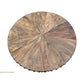 DUNLOE RECYCLED ELM PARQUET DRUM COFFEE TABLE WITH DARK IRON RING - MyChocolateWood
