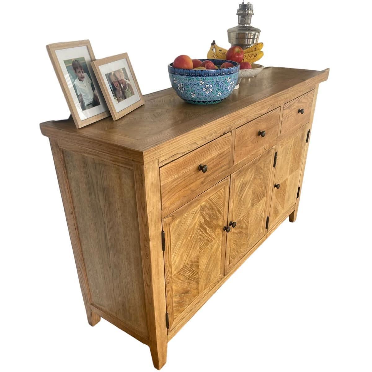 DUTCHY FRENCH PROVINCIAL STYLE BUFFET/SIDEBOARD 3 DOORS & 3 DRAWERS WITH PARQUETRY PATTERN 140 CMS - MyChocolateWood