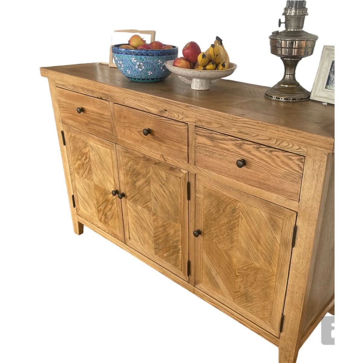 DUTCHY FRENCH PROVINCIAL STYLE BUFFET/SIDEBOARD 3 DOORS & 3 DRAWERS WITH PARQUETRY PATTERN 140 CMS - MyChocolateWood