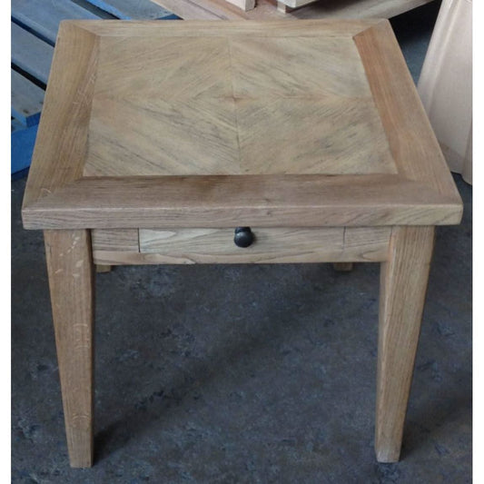 DUTCHY FRENCH PROVINCIAL STYLE SIDE TABLE/LAMP TABLE 1 DRAWER WITH PARQUETRY PATTERN 55 CM - MyChocolateWood