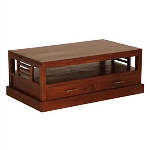 EBONY SOLID MAHOGANY COFFEE TABLE 4 DRAWERS MAHOGANY COLOUR - MyChocolateWood