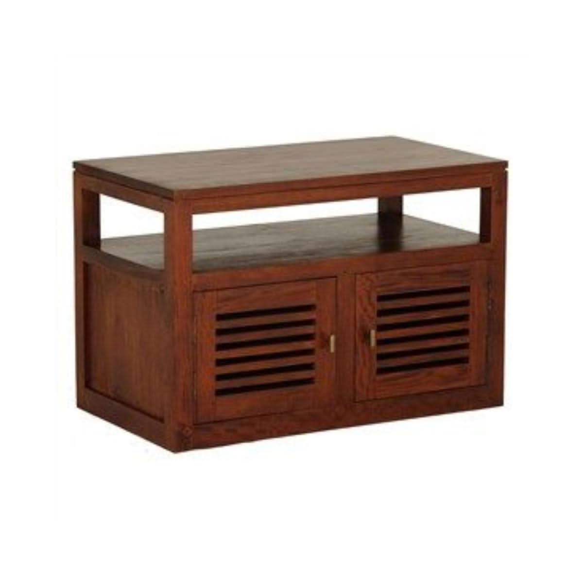 EBONY SOLID MAHOGANY TV UNIT 2 DOORS - MAHOGANY - MyChocolateWood