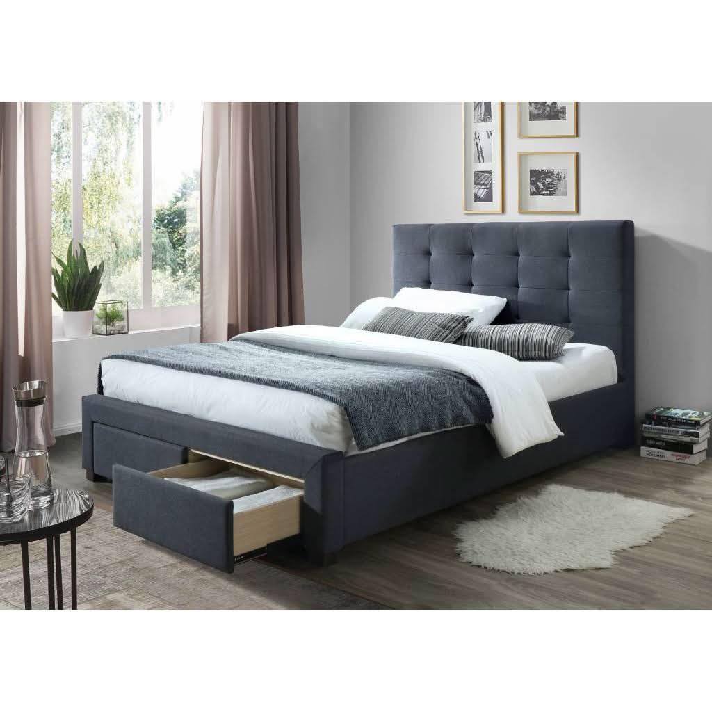 ECCLESTON 2-DRAWER DOUBLE BED GREY - MyChocolateWood