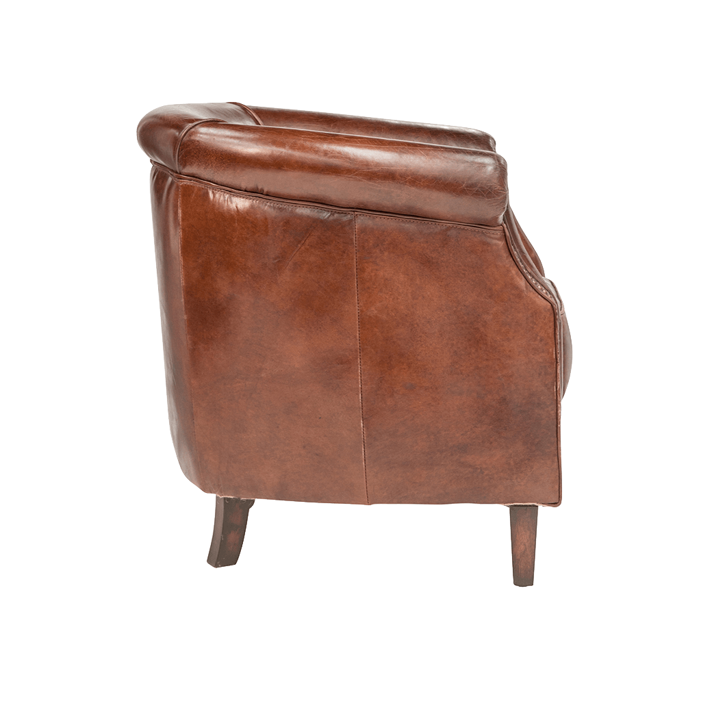 ECLIPSE AGED LEATHER TUB CHAIR - MyChocolateWood