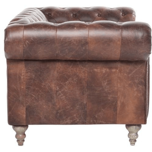 ELAINE 2-SEATER AGED LEATHER SOFA IN DISTRESSED BROWN - MyChocolateWood