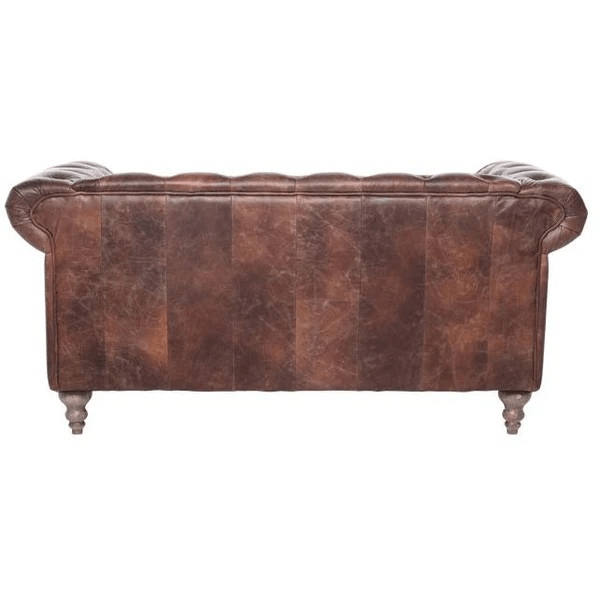 ELAINE 2-SEATER AGED LEATHER SOFA IN DISTRESSED BROWN - MyChocolateWood