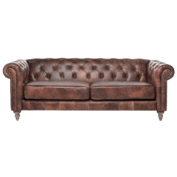 ELAINE 3-SEATER AGED LEATHER SOFA IN DISTRESSED BROWN - MyChocolateWood