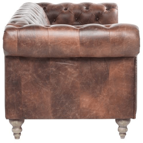 ELAINE 3-SEATER AGED LEATHER SOFA IN DISTRESSED BROWN - MyChocolateWood