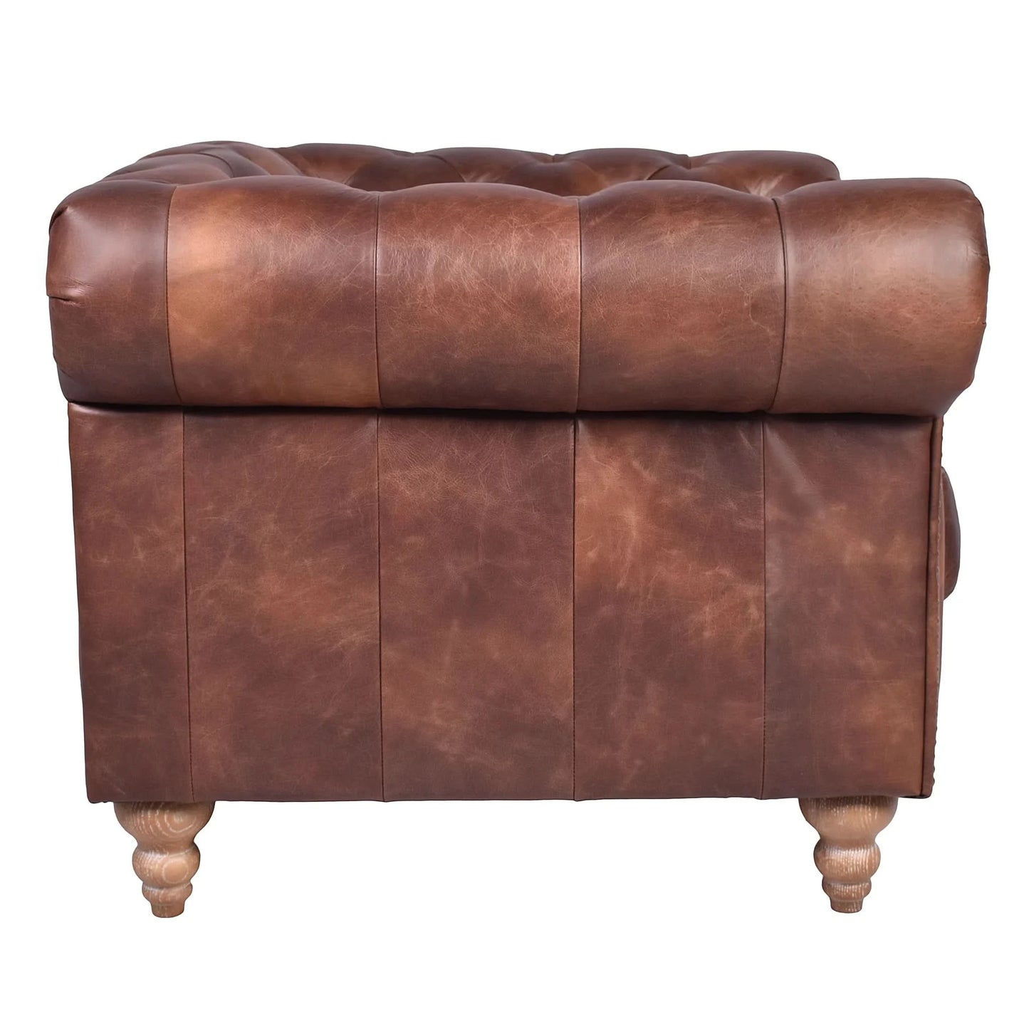 ELAINE AGED LEATHER ARMCHAIR IN DISTRESSED BROWN - MyChocolateWood