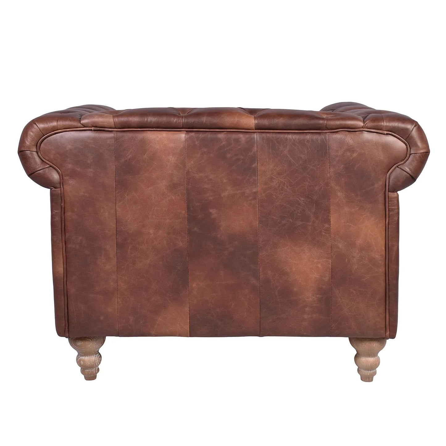 ELAINE AGED LEATHER ARMCHAIR IN DISTRESSED BROWN - MyChocolateWood