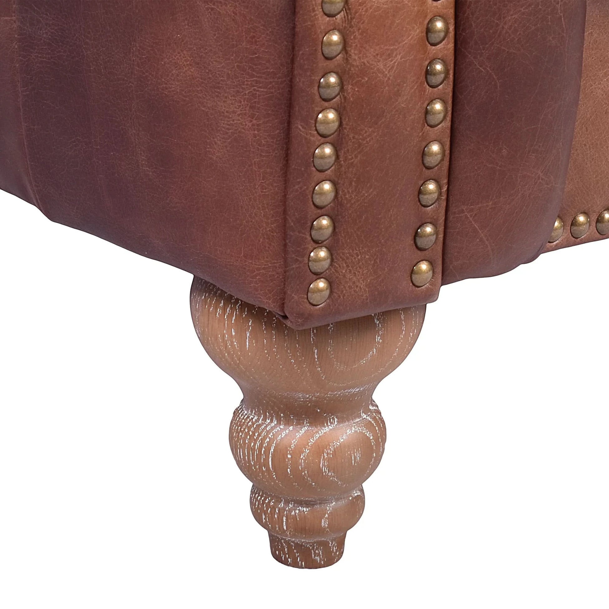 ELAINE AGED LEATHER ARMCHAIR IN DISTRESSED BROWN - MyChocolateWood