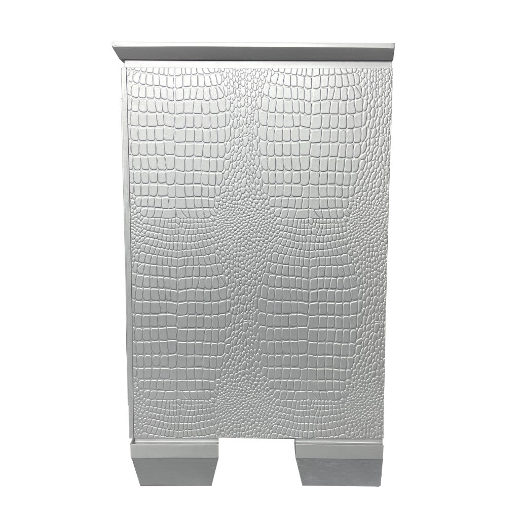 ELARA  RUBBERWOOD 2 DRAWER BEDSIDE TABLE SILVER