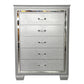 ELARA  RUBBERWOOD 5-DRAWER TALLBOY CHEST OF 5 DRAWERS SILVER