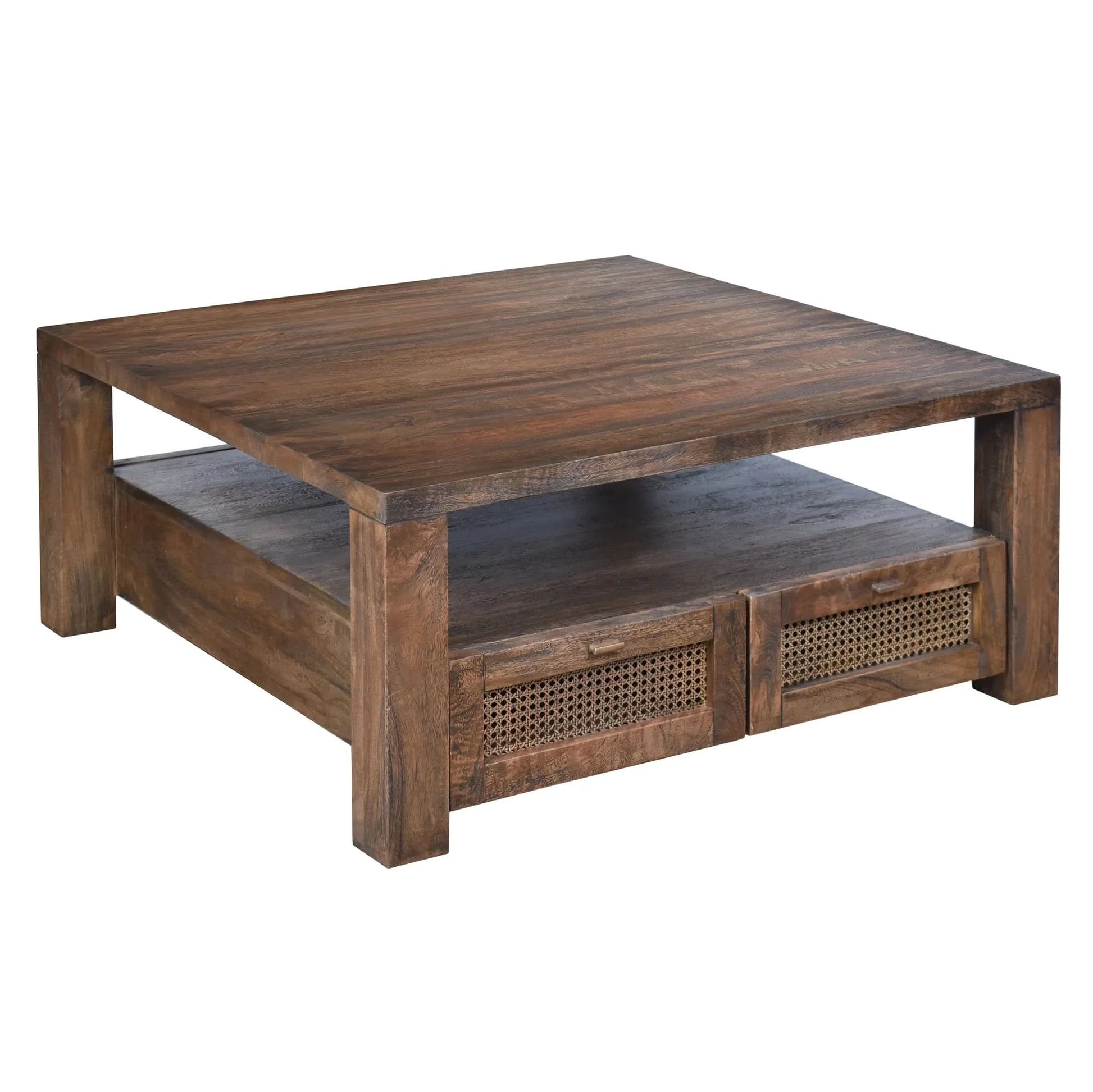 ELDRIDGE MINDI WOOD 2 DRAWERS SQUARE COFFEE TABLE IN HONEY BROWN - MyChocolateWood