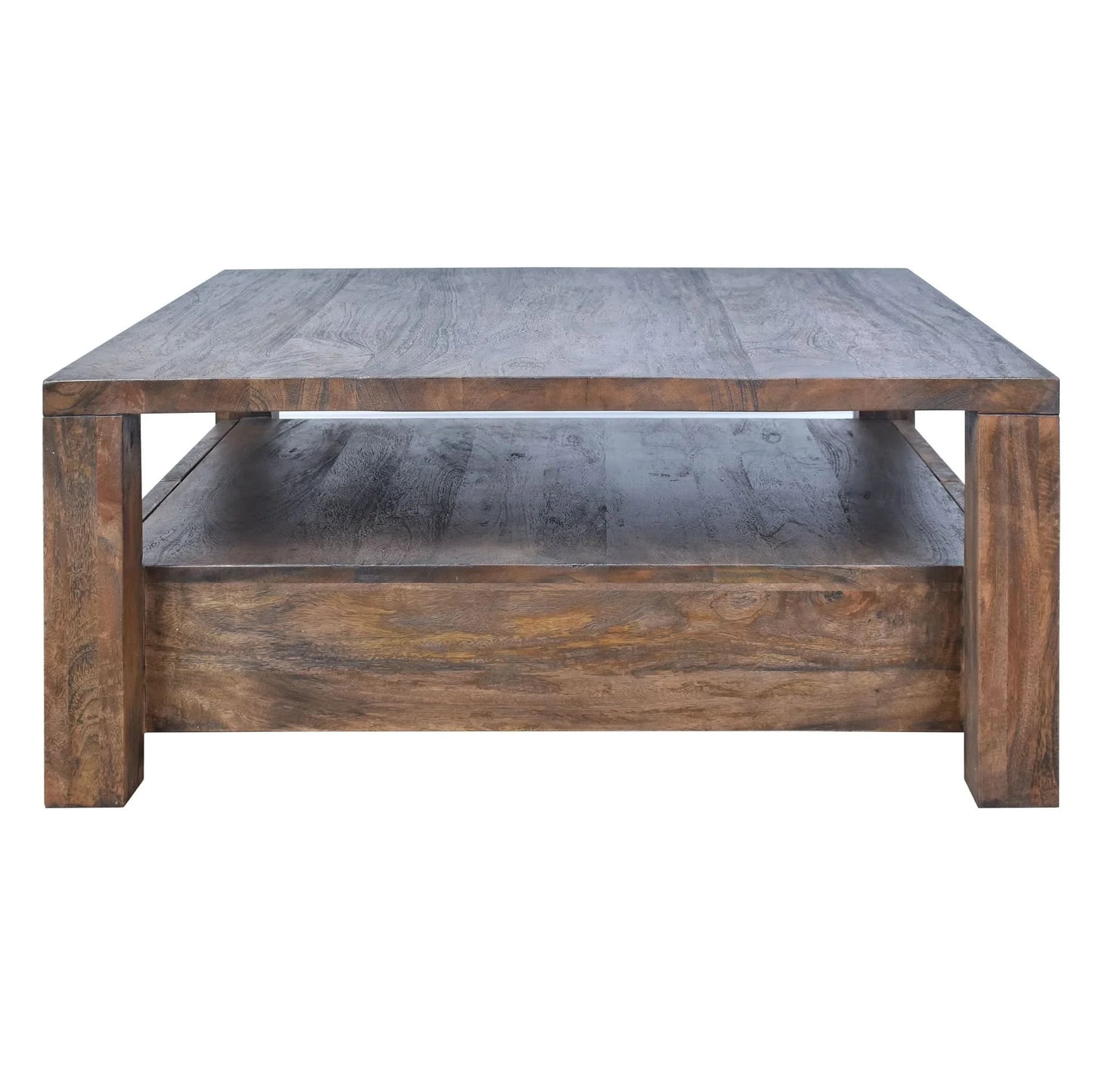 ELDRIDGE MINDI WOOD 2 DRAWERS SQUARE COFFEE TABLE IN HONEY BROWN - MyChocolateWood