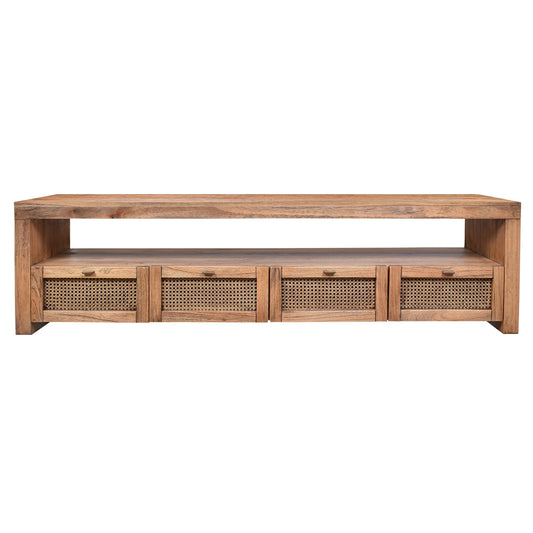 ELDRIDGE MINDI WOOD 4 DRAWERS TV/ENTERTAINMENT UNIT IN LIGHT TOBACCO 180CM - MyChocolateWood