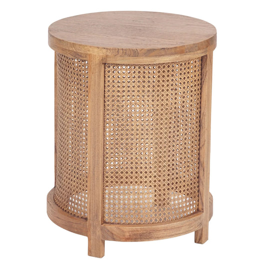 ELDRIDGE MINDI WOOD ROUND SIDE TABLE IN LIGHT TOBACCO - MyChocolateWood