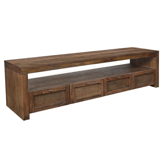 ELDRIDGE MINDI WOOD TV UNIT IN HONEY BROWN 4 DRAWERS 180CM - MyChocolateWood