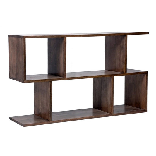 ELDRIDGE OPEN LOW BOOKCASE IN FRUITWOOD TIMBER HONEY BROWN - MyChocolateWood
