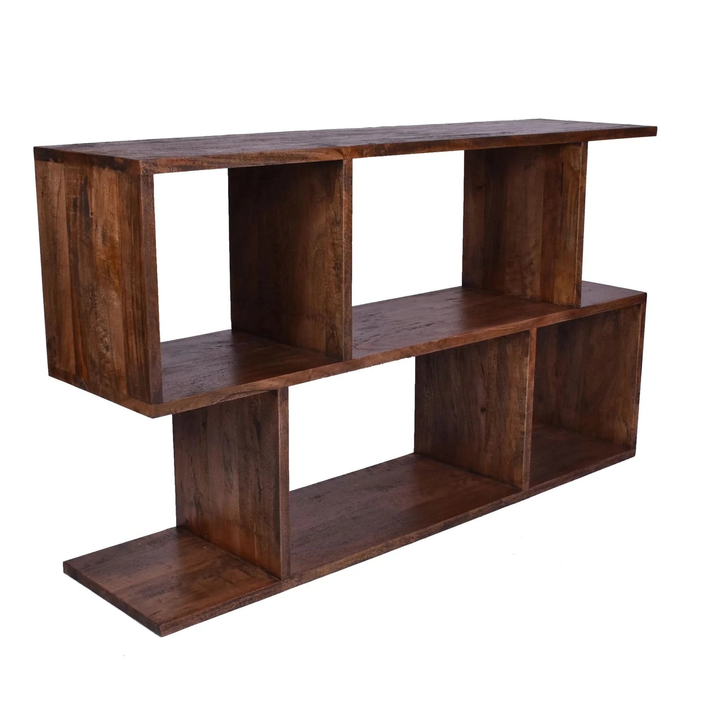 ELDRIDGE OPEN LOW BOOKCASE IN FRUITWOOD TIMBER HONEY BROWN - MyChocolateWood