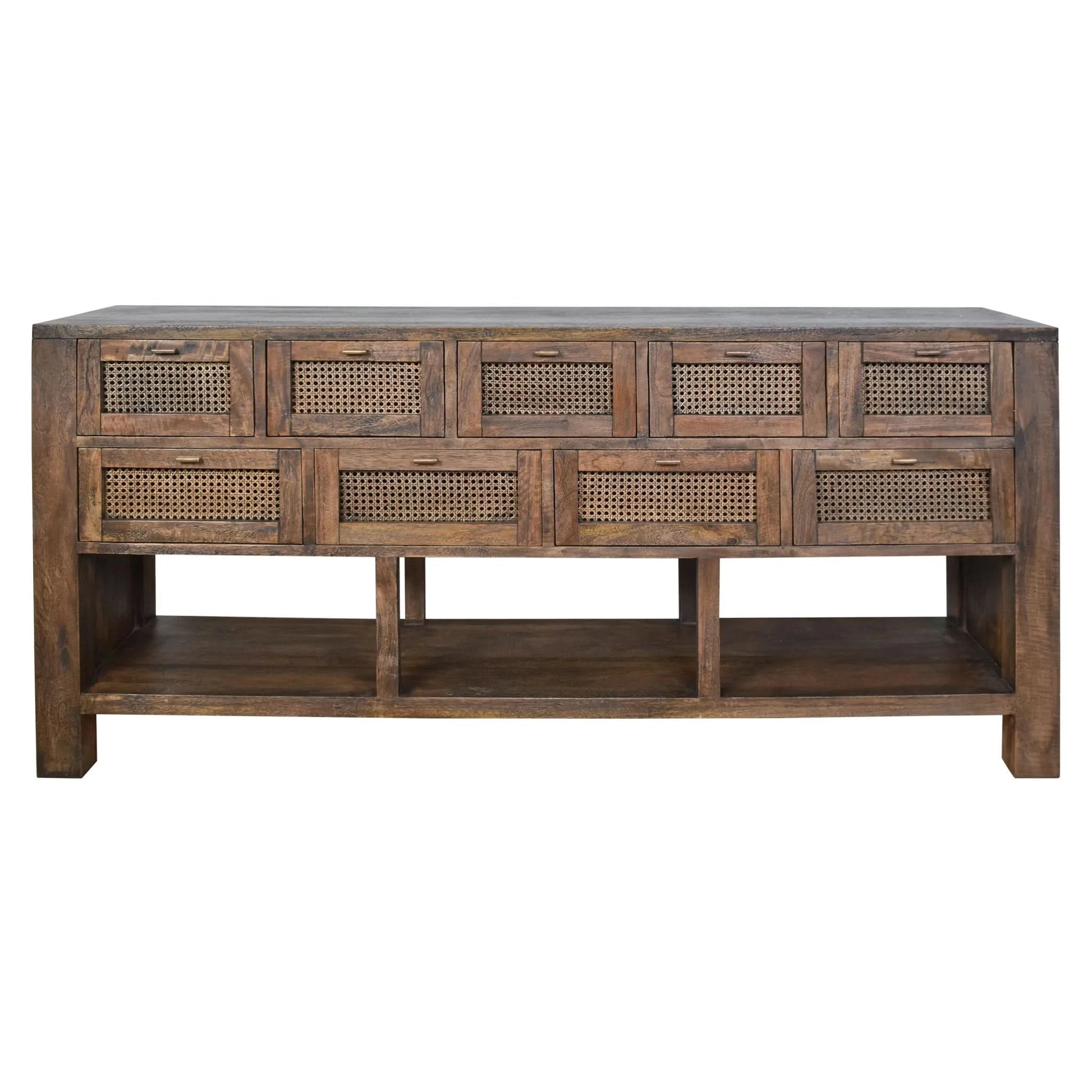 ELDRIDGE SOLID MINDI WOOD BUFFET 9 DRAWERS SIDEBOARD IN HONEY BROWN 180CM - MyChocolateWood