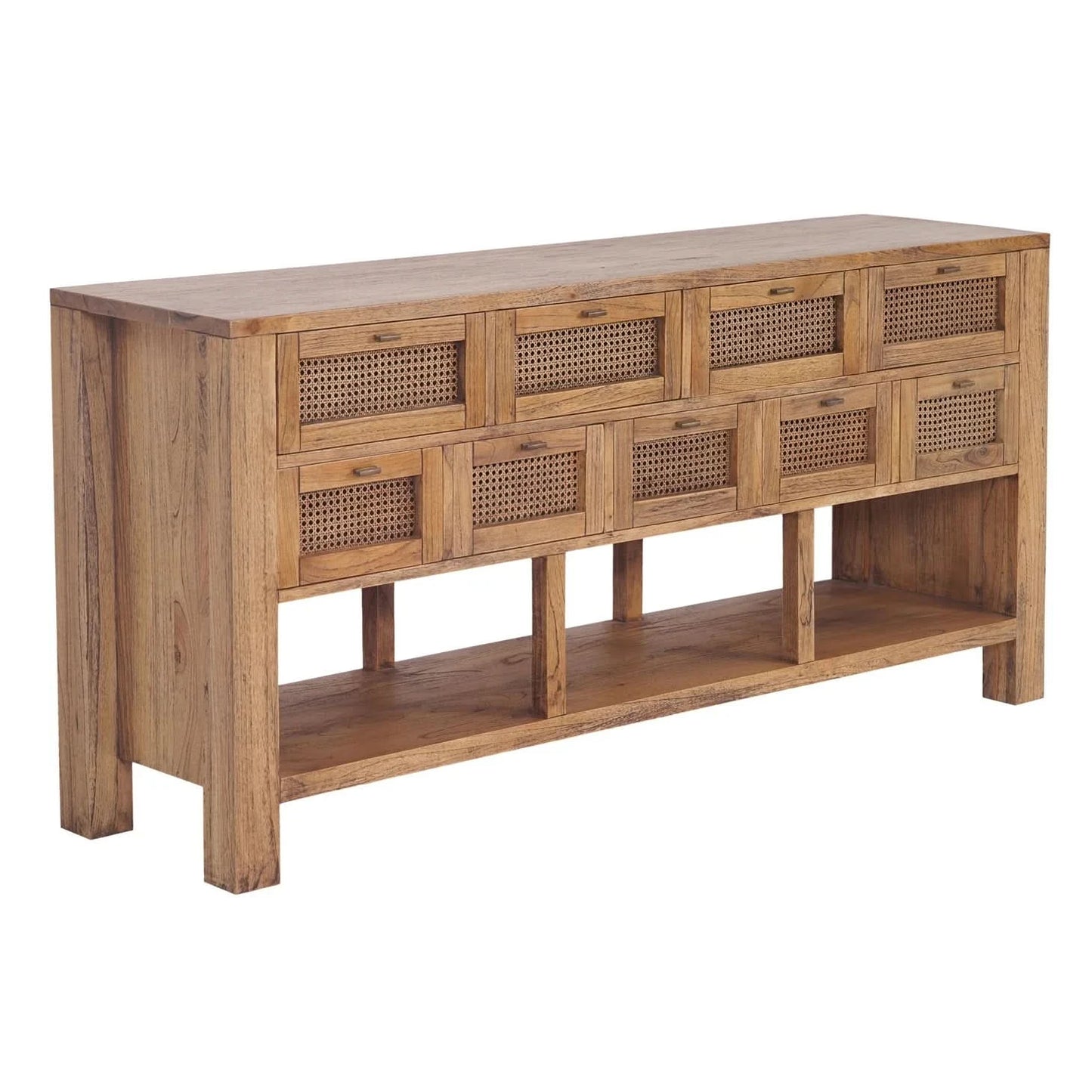 ELDRIDGE SOLID MINDI WOOD BUFFET 9 DRAWERS SIDEBOARD IN LIGHT TOBACCO 180CM - MyChocolateWood