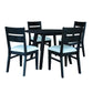 ELIJAH 5 PIECE DINING SETTING - 1 ROUND TABLE 100CM DIA + 4 DINING CHAIRS BRUSHED BLACK ACACIA - MyChocolateWood
