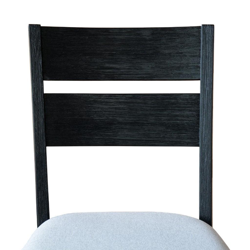 ELIJAH 5 PIECE DINING SETTING - 1 ROUND TABLE 100CM DIA + 4 DINING CHAIRS BRUSHED BLACK ACACIA - MyChocolateWood