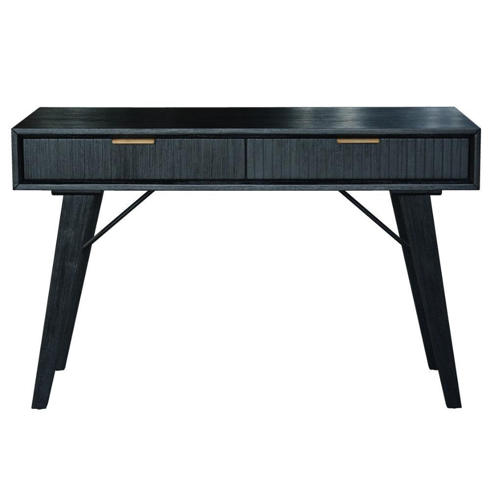 ELIJAH ACACIA WOOD 2 DRAWER DESK IN BRUSHED BLACK ACACIA - MyChocolateWood