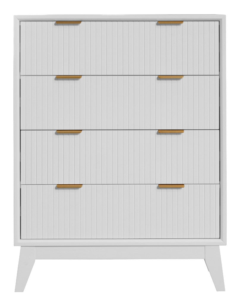 ELIJAH ACACIA WOOD 4-DRAWER TALLBOY CHEST OF  4 DRAWERS IN WHITE