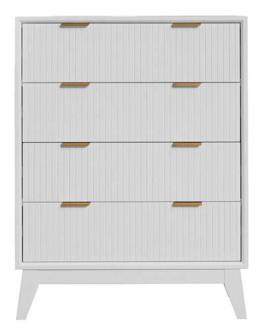 ELIJAH ACACIA WOOD 4-DRAWER TALLBOY CHEST OF  4 DRAWERS IN WHITE