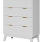 ELIJAH ACACIA WOOD 4-DRAWER TALLBOY CHEST OF  4 DRAWERS IN WHITE