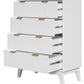 ELIJAH ACACIA WOOD 4-DRAWER TALLBOY CHEST OF  4 DRAWERS IN WHITE