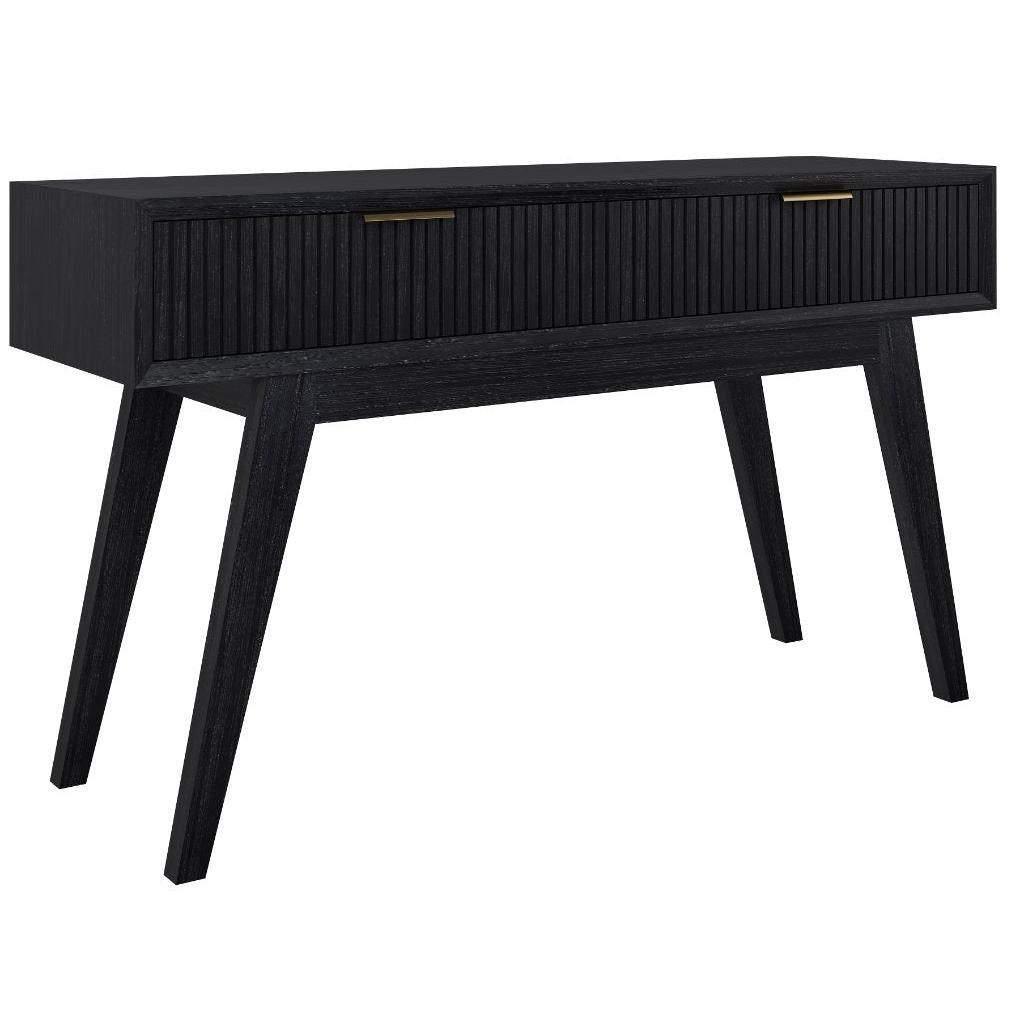ELIJAH ACACIA WOOD CONSOLE TABLE/HALL TABLE 2 DRAWERS IN BRUSHED BLACK ACACIA - MyChocolateWood
