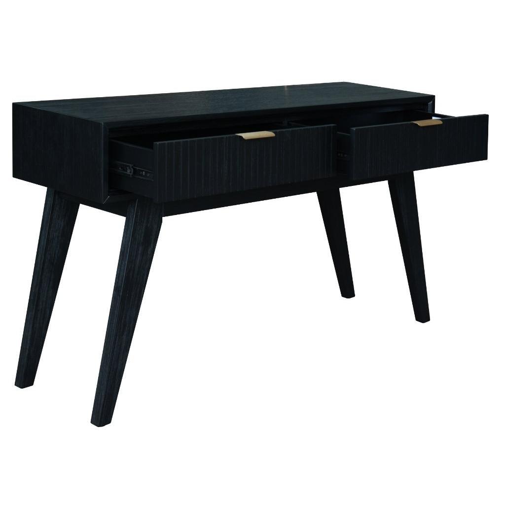 ELIJAH ACACIA WOOD CONSOLE TABLE/HALL TABLE 2 DRAWERS IN BRUSHED BLACK ACACIA - MyChocolateWood