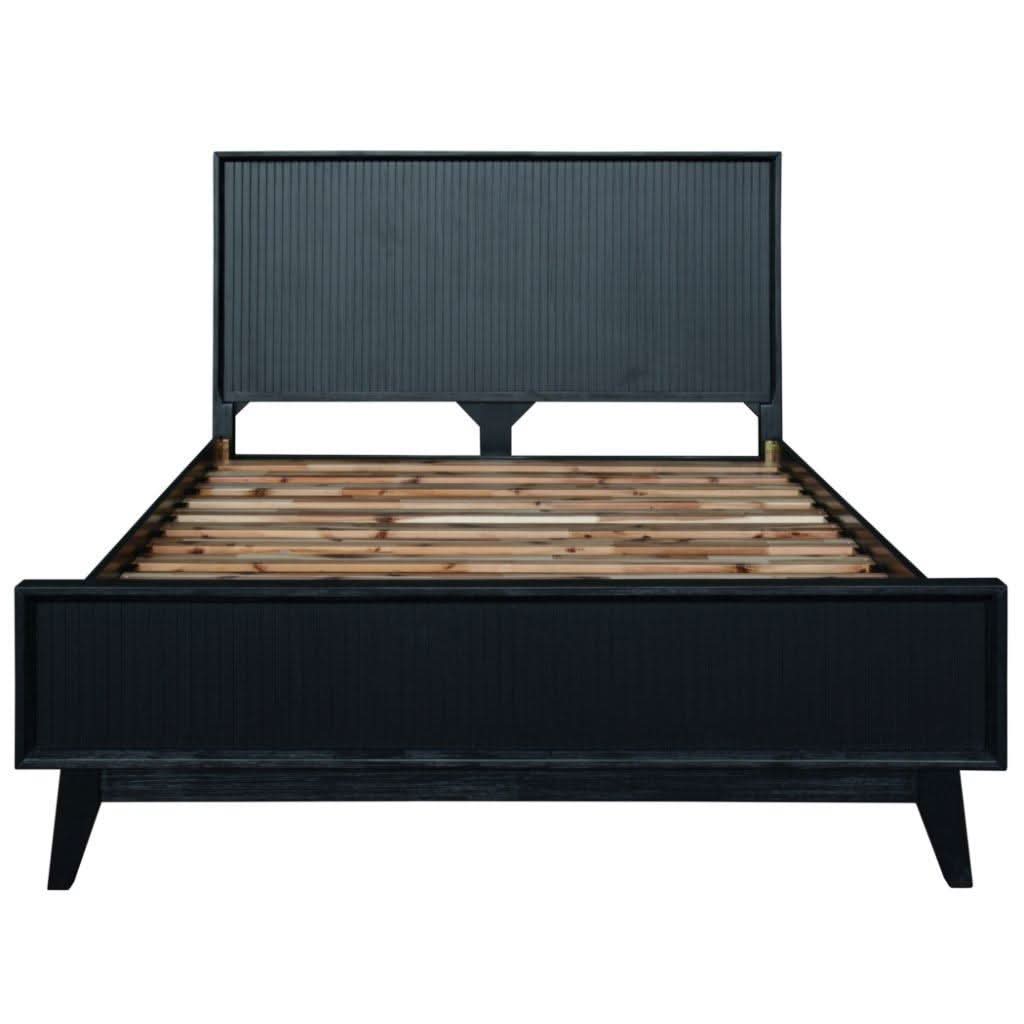 ELIJAH ACACIA WOOD KING BED IN BRUSHED BLK - MyChocolateWood