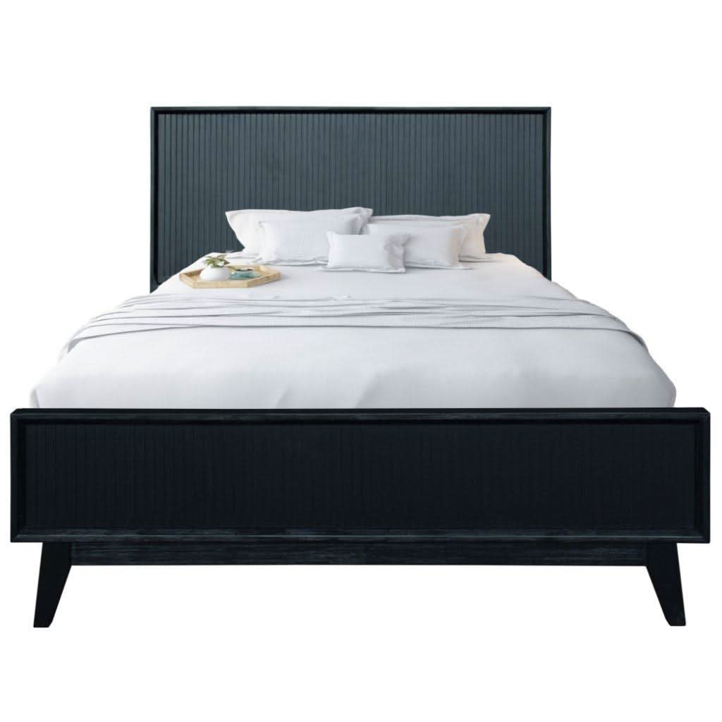 ELIJAH ACACIA WOOD KING BED IN BRUSHED BLK - MyChocolateWood