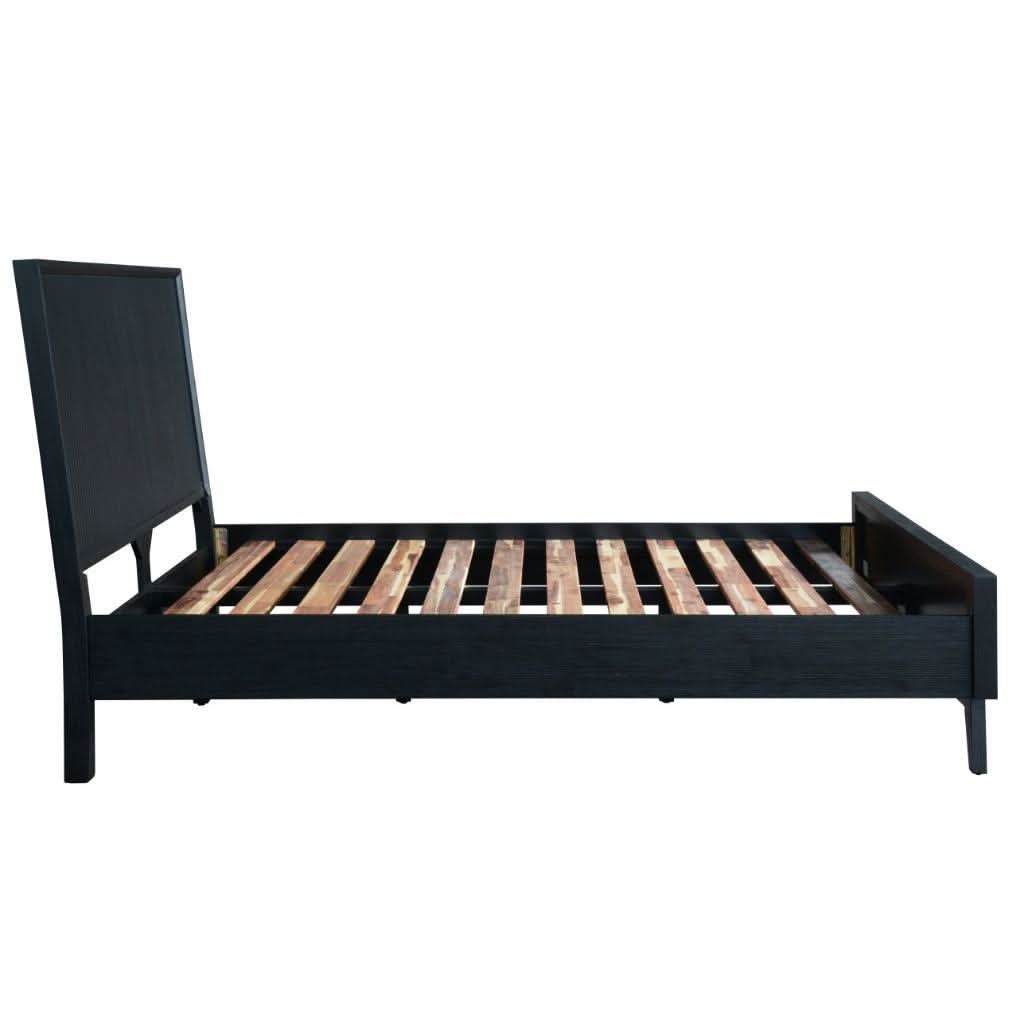 ELIJAH ACACIA WOOD KING BED IN BRUSHED BLK - MyChocolateWood