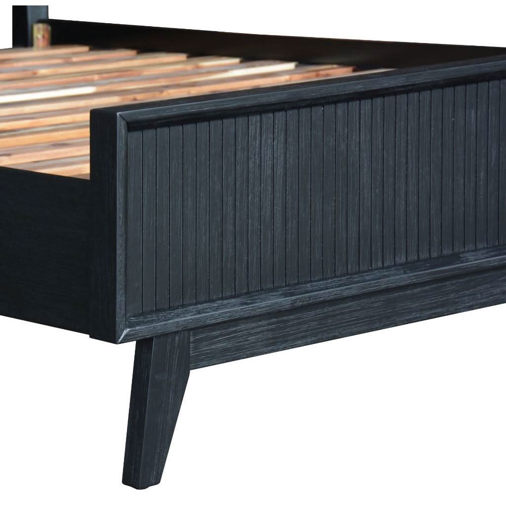 ELIJAH ACACIA WOOD KING BED IN BRUSHED BLK - MyChocolateWood