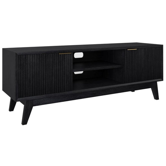 ELIJAH ACACIA WOOD MEDIUM 2 DRAWER ENTERTAINMENT UNIT ETU/TV STAND IN BRUSHED BLACK ACACIA - MyChocolateWood