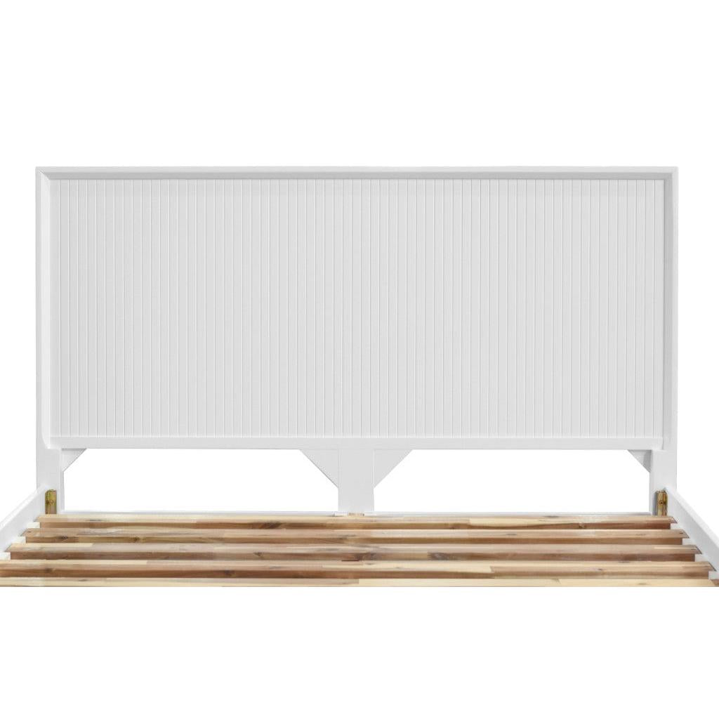 ELIJAH ACACIA WOOD QUEEN BED IN WHITE