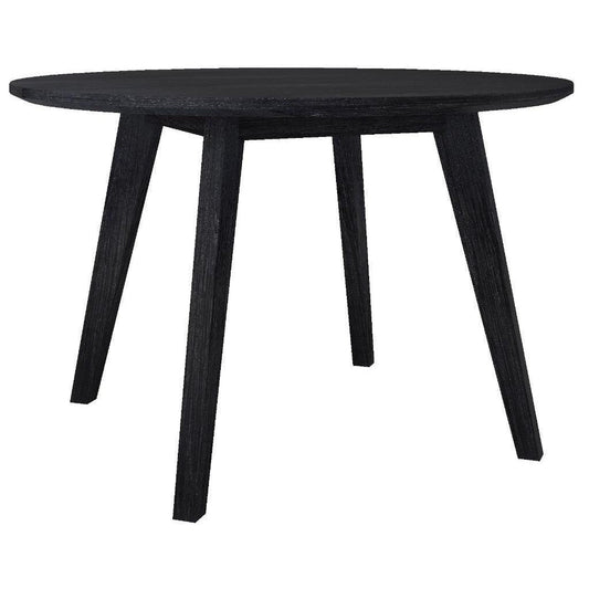 ELIJAH ACACIA WOOD ROUND DINING TABLE IN BRUSHED BLACK - MyChocolateWood