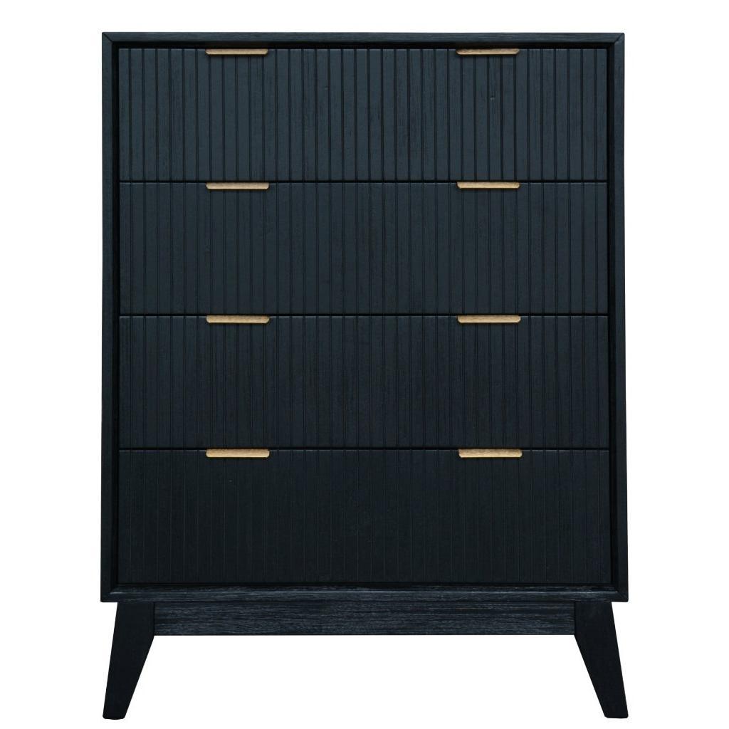 ELIJAH ACACIA WOOD TALLBOY 4 DRAWERS IN BRUSHED BLACK - MyChocolateWood
