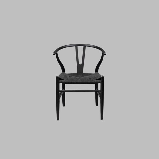 ELIJAH ACACIA WOOD WISHBONE DINING CHAIR IN BRUSHED BLACK - MyChocolateWood