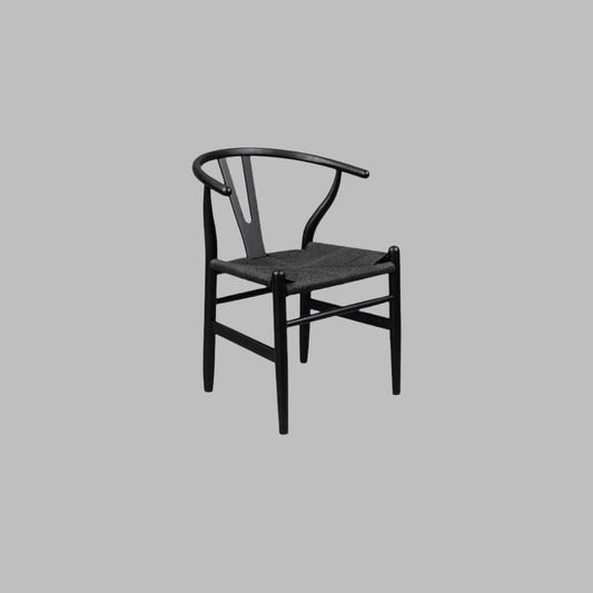 ELIJAH ACACIA WOOD WISHBONE DINING CHAIR IN BRUSHED BLACK - MyChocolateWood