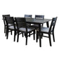ELIJAH BRUSHED BLACK ACACIA TIMBER 7-PIECE DINING SET 1 TABLE 180CM + 6 DINING CHAIRS - MyChocolateWood
