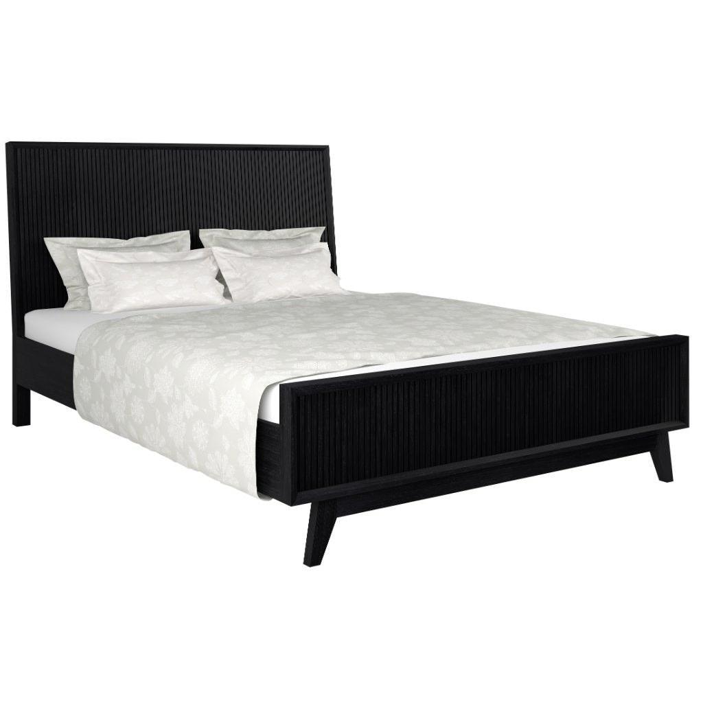 ELIJAH QUEEN SIZE BED + TALLBOY + 2 X BEDSIDE TABLES IN IN BRUSHED BLK PACKAGE DEAL - MyChocolateWood