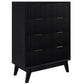 ELIJAH QUEEN SIZE BED + TALLBOY + 2 X BEDSIDE TABLES IN IN BRUSHED BLK PACKAGE DEAL - MyChocolateWood