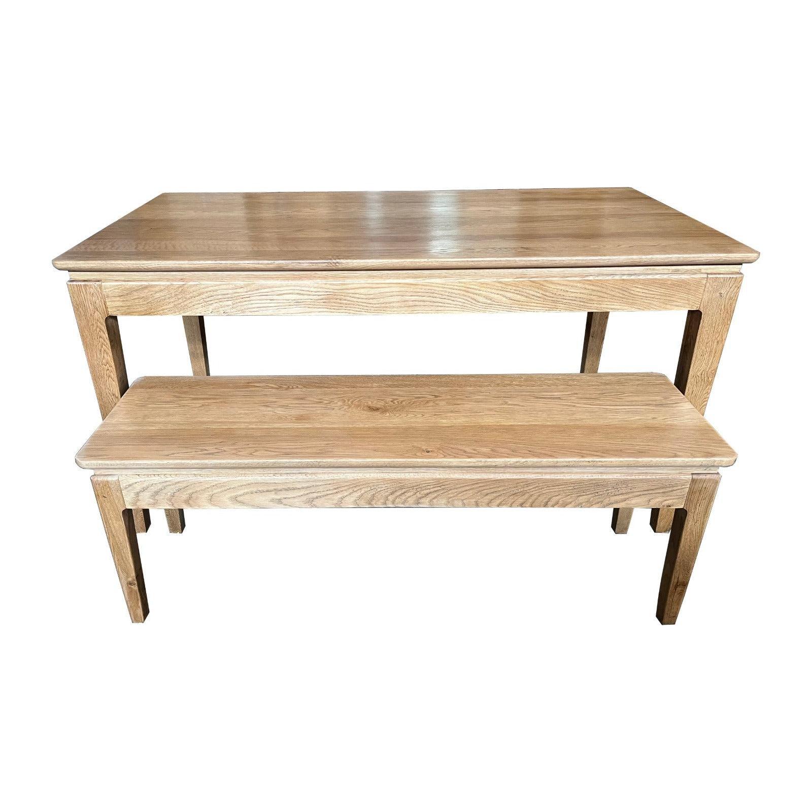 ELLA 3 PIECE BENCH DINING SET IN SOLID OAK 180CM NATURAL COLOUR - MyChocolateWood