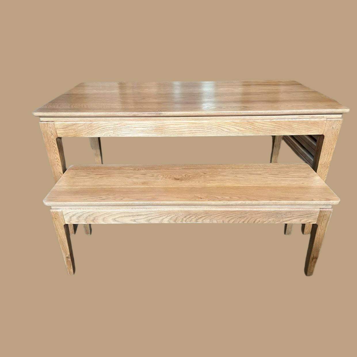 ELLA 3 PIECE BENCH DINING SET IN SOLID OAK 180CM NATURAL COLOUR - MyChocolateWood